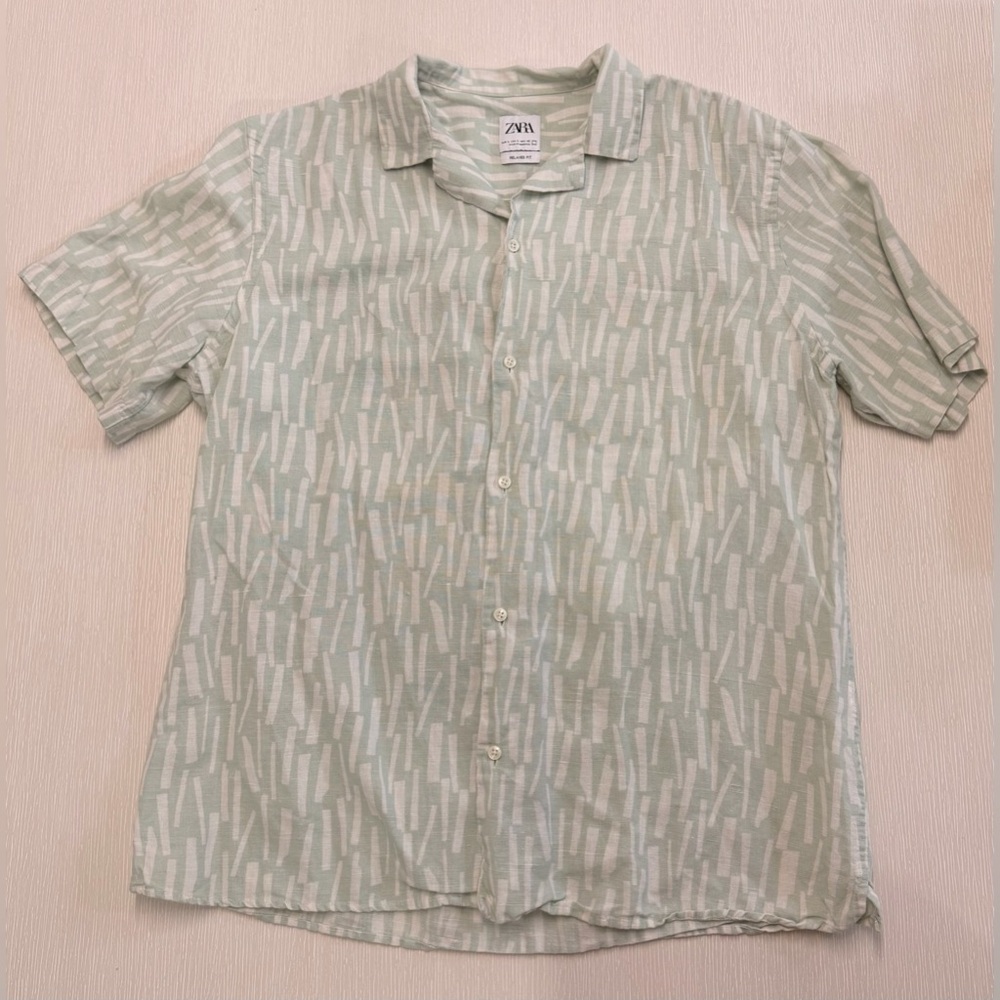 Zara Light Green Geometric Men's Shirt